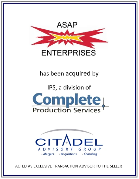 ASAP Enterprises acquired by IPS a division of Complete Production Services