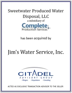 Sweetwater Produced Water Disposal acquired by Jims Water Service